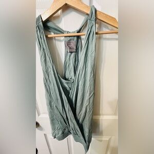 Green Sleeveless Wrap Dress